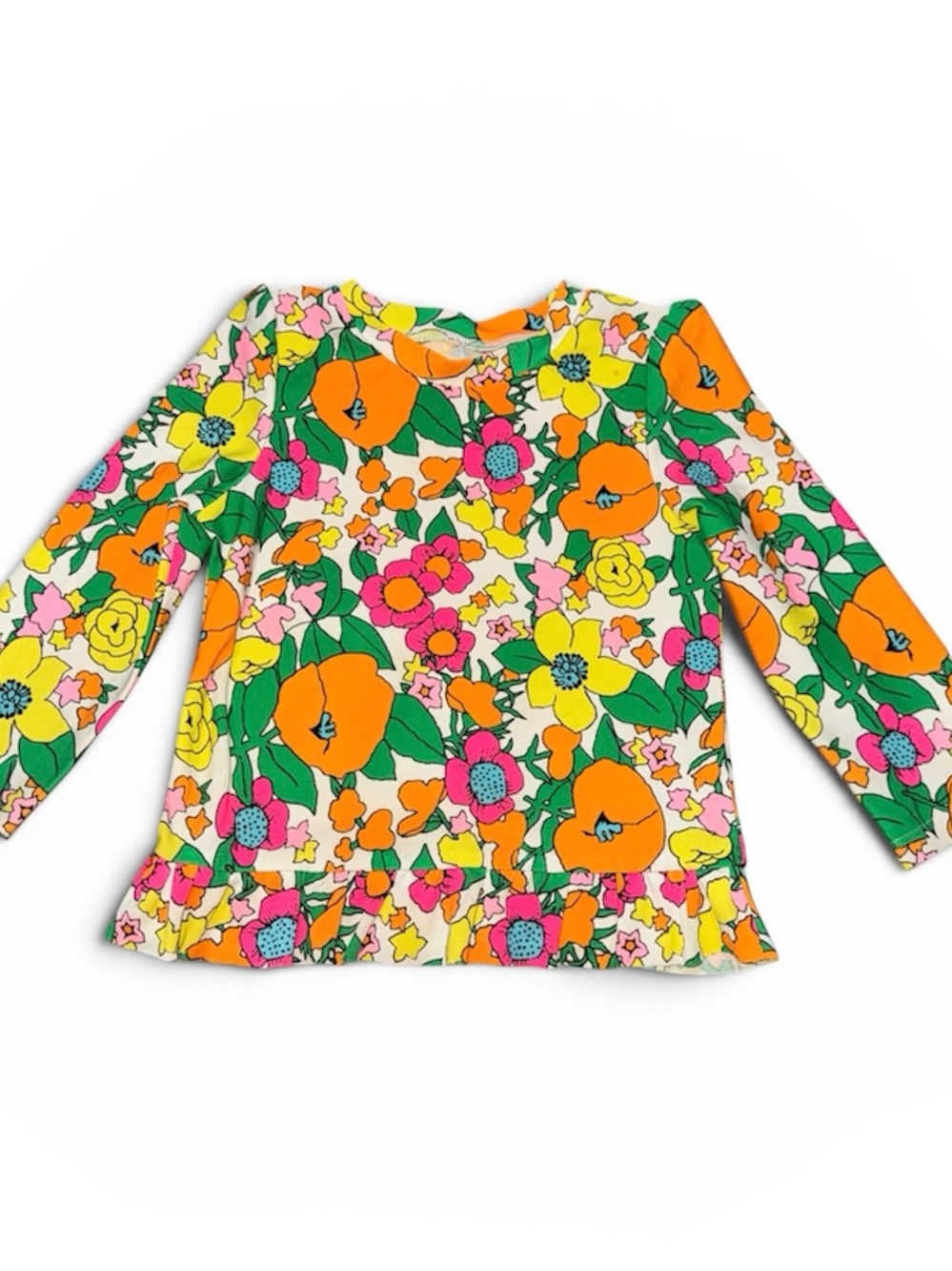 Circo Girls' Long Sleeve Floral Rashguard - Orange, Pink, Yellow, Green
